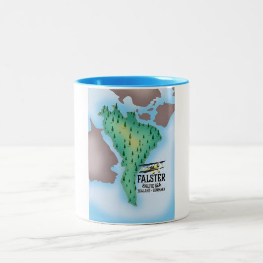 Falster Island Denemarken reisposter. Tweekleurige Koffiemok (Center)