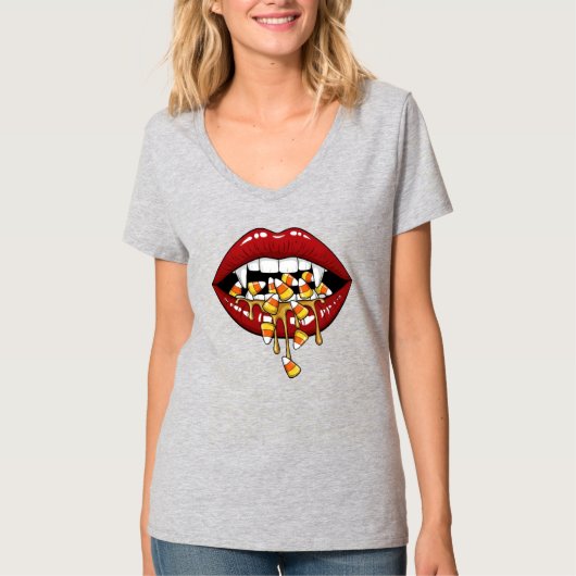 Famale Vampire Eten Snoep T-shirt (Voorkant)