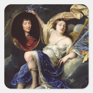 Fame presenteert een portret van Louis XIV Vierkante Sticker