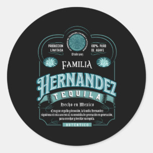 Familia Hernandez Mexicaanse Familienamen Tequila  Ronde Sticker