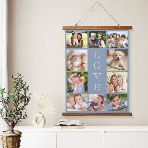 Familie 10 Foto Collage Dusty Blue Hangend Wandkleed