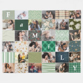 Familie 18-Photo Collage Patchwork Quilt Style Fleece Deken (Voorkant (Horizontaal))