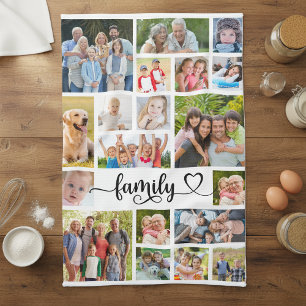 Familie 19 Fotocollage Aangepaste Kleur Theedoek