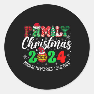 Familie 2024 Kerst Matching Squad Pyjamas Santa Ronde Sticker