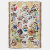 Familie 28 Foto-collage Honey Beige Honeycomb Deken (Voorkant Verticaal)