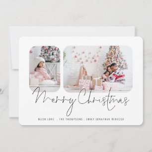 Familie 2 Foto's Manuscript Zure Kerstkaart