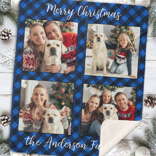 Familie 4 Afbeeldingen Gepersonaliseerde Plaid Chr Sherpa Deken