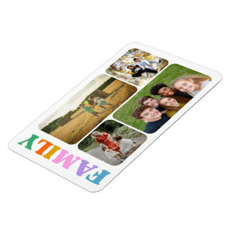 Familie 4 foto's collage moderne kleurrijke typogr magneet