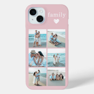 Familie 6 Foto Blush Roze iPhone 15 Mini Hoesje