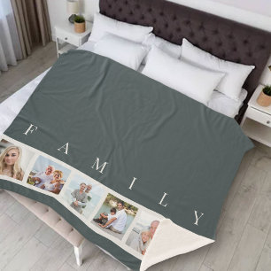 FAMILIE 6 Foto-collage Modern Gray Sherpa Deken