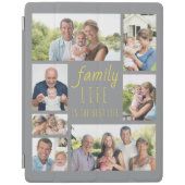 Familie 7 Foto Collage Gray en Geel iPad Cover (Voorkant)