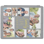 Familie 7 Foto Collage Gray en Geel iPad Cover (Horizontaal)