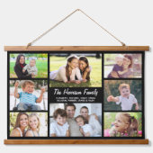 Familie 8 Foto Collage Black Hangend Wandkleed (Voorkant)