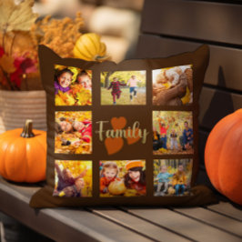 Familie 8 Foto Herfst Autumn Brown Gold Hearts Kussen