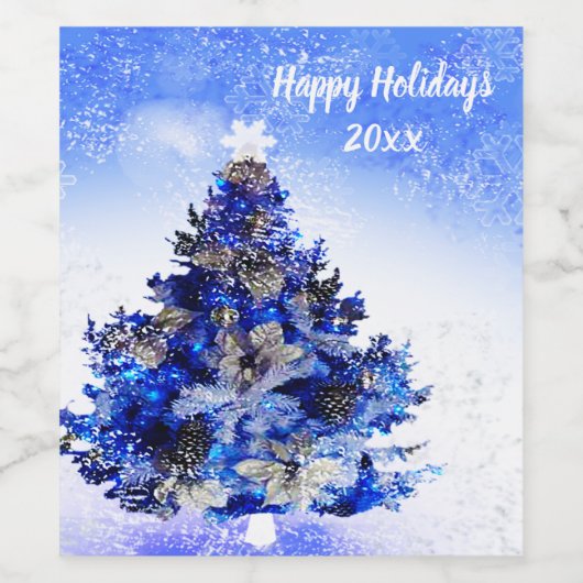 Familie aangepaste kerstboom wijnflessen wijn etiket (Enkel label)
