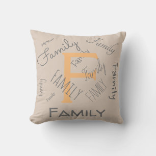 familie, aanpasbare tekst, monogram, naam kussen