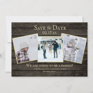 Familie Adoptie Rustiek Hout Foto Save the Date