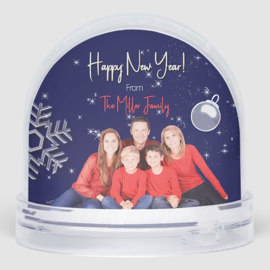 Familie afbeelding Kerst en Nieuwjaar Groeten Sneeuwbol (Achterkant)