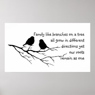 Familie als takken op een Gezegde met vogels Poster