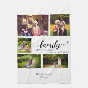 Familie Altijd voor altijd 5 foto collage citaat Theedoek