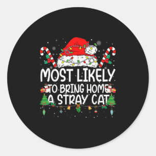 Familie bijpassende kerstkaarten brengen waarschij ronde sticker