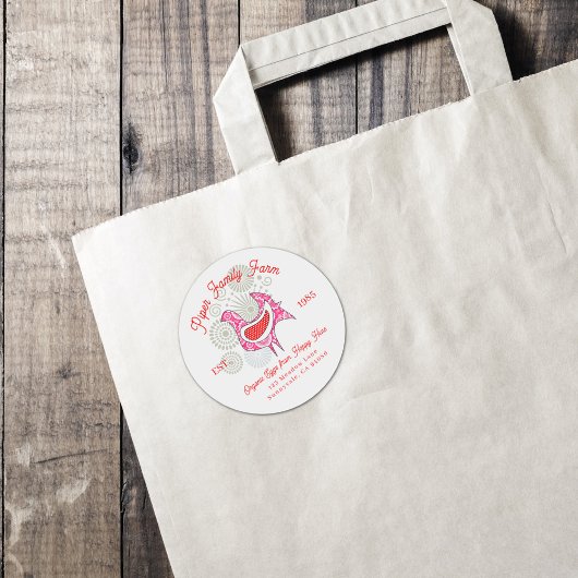 Familie Boerderij Eierkarton Schattige Roze Rood Ronde Sticker