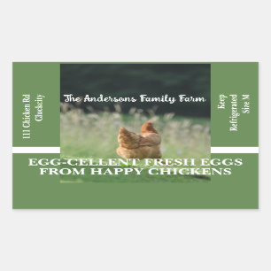 Familie Boerderij Funny Chicken Fotosjabloon Groen Rechthoekige Sticker