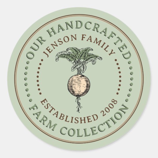 Familie Boerderij produceren label raap op groene  (Voorkant)