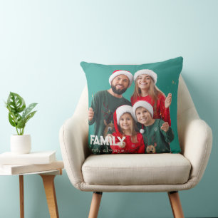 Familie Boho-tekstoverlay met twee foto's werp k Kussen