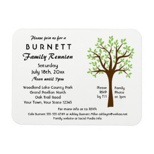 Familie Boom Reünie Uitnodiging Magnet Magneet