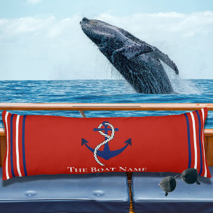Familie Bootnaam Anker Touw Nautisch Rood Blauw Lichaamskussen