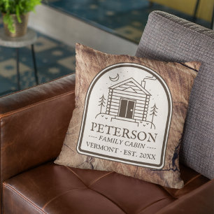Familie Cabin Rustiek Hout Gepersonaliseerde Decor Kussen