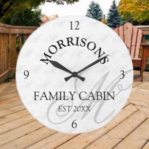 Familie Cabine Monogram Patroon Grote Klok
