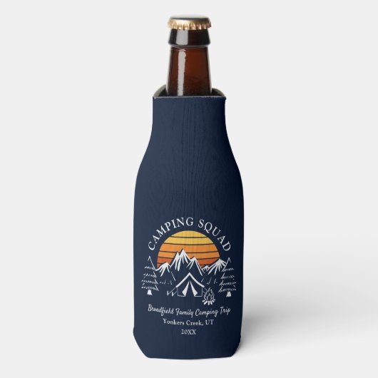 Familie Camping Matching Retro Custom Vacking Flesjeskoeler (Fles Voorkant)