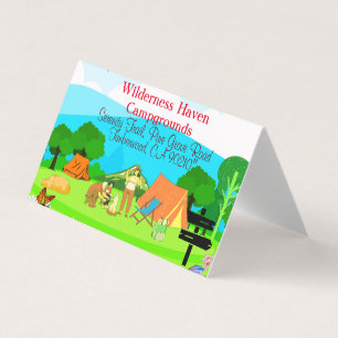 Familie Camping Promotionele Kaart Natuur-geïnspir Visitekaartjes