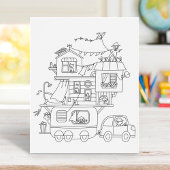 Familie Camping Trailer Kleurplaat Rubberstempel