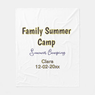 Familie camping vakantie aangepaste naam datumZome Fleece Deken