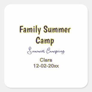 Familie camping vakantie aangepaste naam datumZome Vierkante Sticker