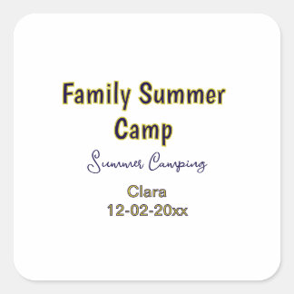 Familie camping vakantie aangepaste naam datumZome Vierkante Sticker