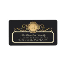 Familie Charcoal Gold Monogram Adres