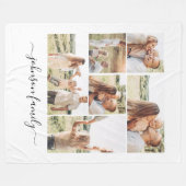 Familie Collage Naam Foto Keepsake Fleece Deken (Voorkant (Horizontaal))