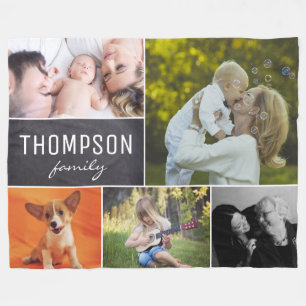 Familie Collage Photo Block Grid Fleece Deken