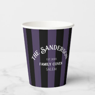 Familie Coven Crew Paarse Black Stripe Halloween Papieren Bekers