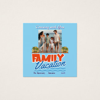 Familie Cruise Blauw Tropische Flexibele Fotomagne Vierkante Visitekaartjes