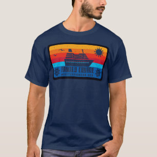 Familie Cruise Mediterraan Zee  Retro stijl T-shirt