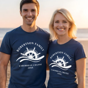 Familie Cruise Nautisch Schip Wiel T-shirt