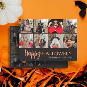 Familie Cute Script Gelukkig Halloween 12 Foto Zwa Kaart