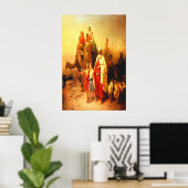 Familie die loopt in de woestijn poster (Thuiskantoor)