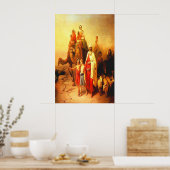 Familie die loopt in de woestijn poster (Keuken)