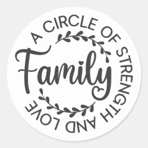 Familie een cirkel van kracht en liefde Typografie Ronde Sticker